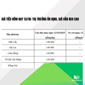 Giá Tiêu Hôm Nay 13/10: Thị Trường Ổn Định, Giá Vẫn Neo Cao